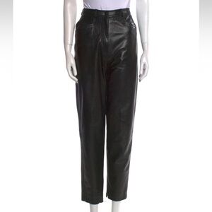 Vakko Straight Leg Leather Pants